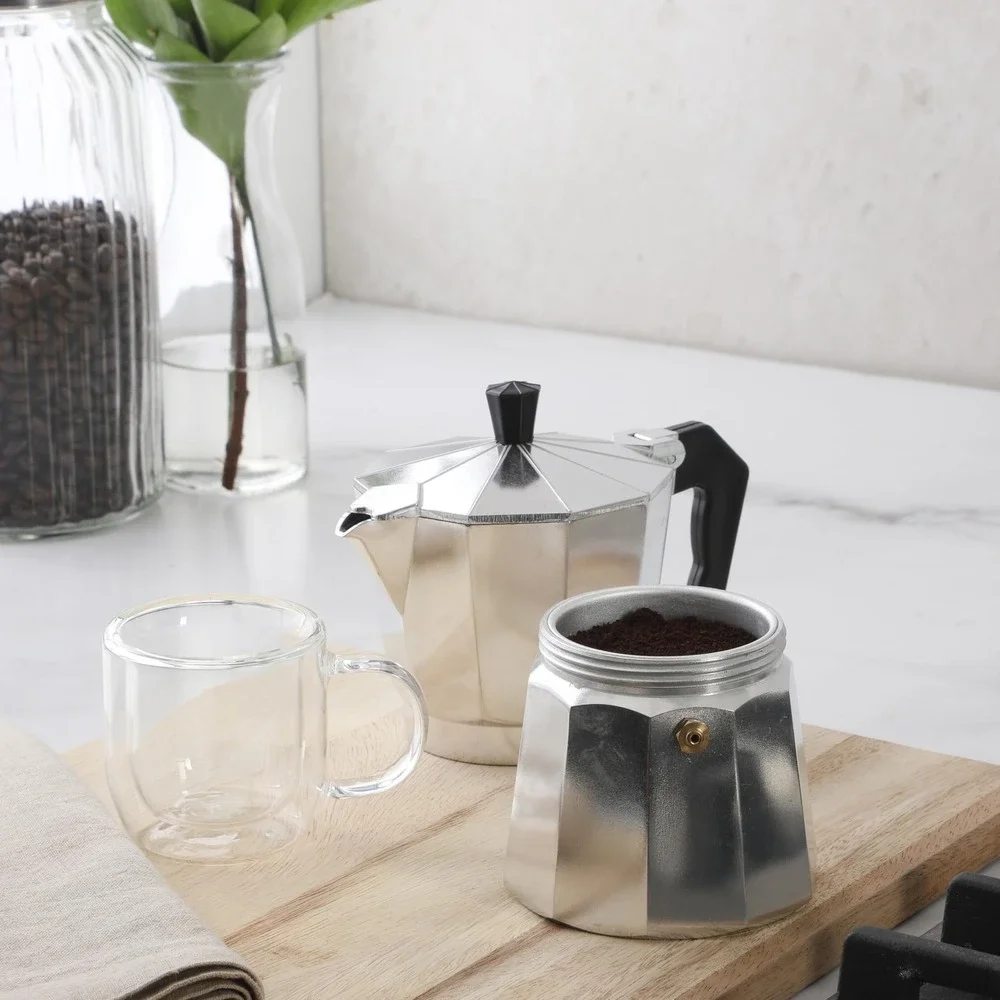 Mr. Coffee Espresso Maker Unisex 6 Cup Silver New Brixia Moka Pot 67858.03